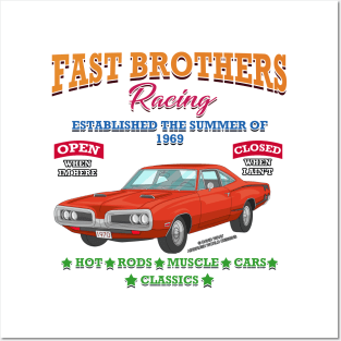 Fast Brothers Racing Hot Rod Muscle Car Novelty Gift Posters and Art